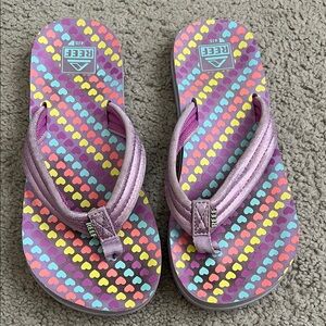 Reef Girls' Purple Heart-Print Flip Flops